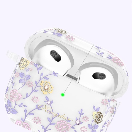 Чехол пластиковый Kingxbar со шнурком для Airpods Pro, прозрачный, фиолетовый плющ (15) фото