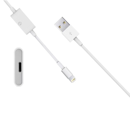 Переходник/Адаптер  MA066 2 в 1 USB (m) - Lightning (m) / Lightning (f), 1 м, белый фото