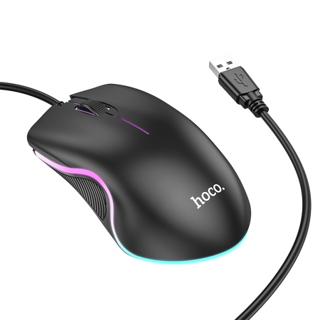 Мышь проводная HOCO GM19 Enjoy, USB, черный