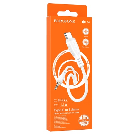 Аудиокабель BOROFONE BL14 AUX Jack 3,5 (m) - Type-C (m), 1 м, белый фото