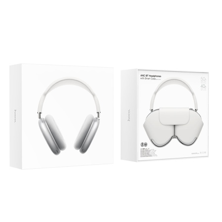 Беспроводные наушники накладные HOCO W58 ANC, Bluetooth, серебристый фото