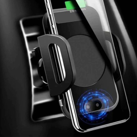 Автомобильный держатель YUNTENG C9 Rapid, зажимной с беспроводной зарядкой, на воздуховод, черный фото