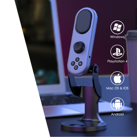 Микрофон универсальный кардиоидный JMARY MC-PW7, Type-C+Lightning+Jack 3.5mm, 1.8 м, черный фото