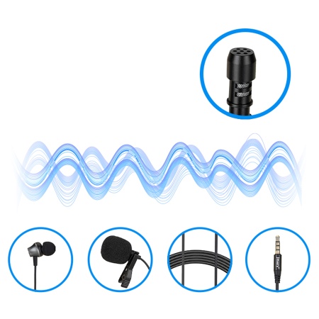 Микрофон петличный проводной JMARY MC-R5, Jack 3.5mm, 3 м, черный фото