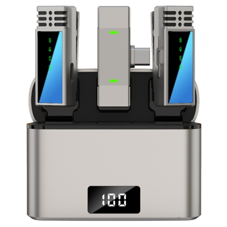 Микрофон петличный беспроводной JMARY MW-15 Type-C, Bluetooth, серый металлик фото