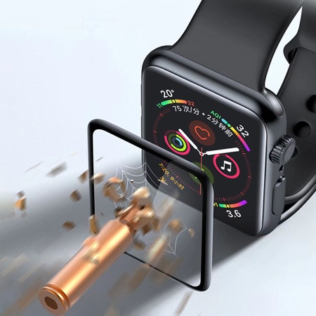 Защитное стекло COTEetCI 4D для Apple Watch 3, Full Glue 3D, 38mm, прозрачный+черная рамка фото