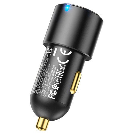 Автомобильное зарядное устройство HOCO NZ6, 1xUSB + 2xUSB-C, 45W, черный фото