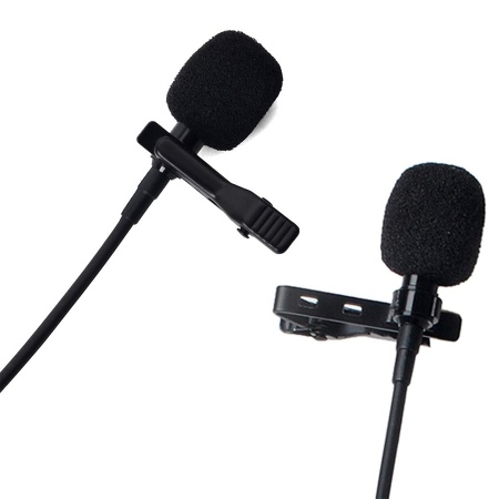 Микрофон петличный проводной CANDC DC-C10DM двойной, Lightning, черный фото