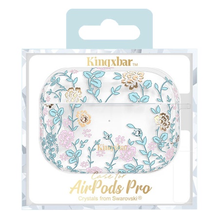 Чехол пластиковый Kingxbar со шнурком для Airpods Pro, прозрачный, синий плющ (14) фото