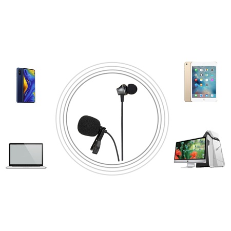 Микрофон петличный проводной JMARY MC-R5, Jack 3.5mm, 3 м, черный фото