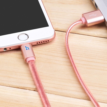 Кабель USB HOCO UPL12 Metal Jelly USB - Lightning, 2.1А, 1.2 м, розовое золото фото
