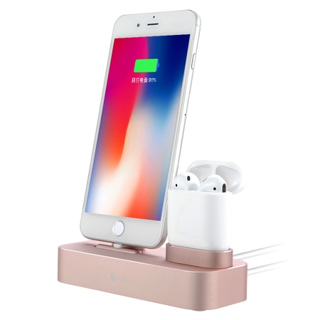 Настольная зарядная станция COTEetCI CS7205-MRG Base 22 2-in-1 для iPhone+Airpods, розовое золото фото