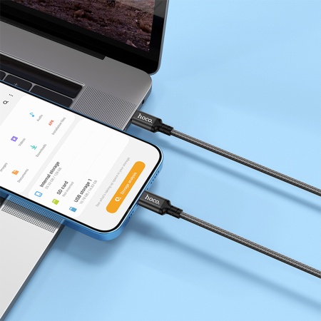 Кабель USB-C HOCO X14 Double speed Type-C - Lightning, 3A, 20W, 1 м, черный фото
