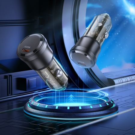 Автомобильное зарядное устройство BOROFONE BZ24 Clever, 1xUSB-C, 20W, прозрачный черный фото