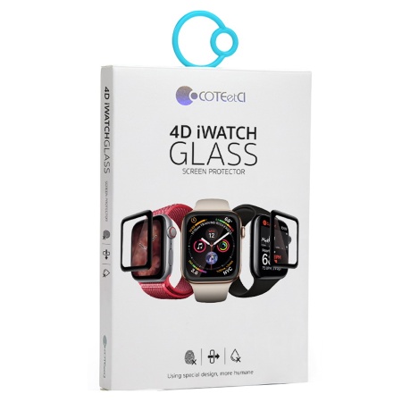 Защитное стекло COTEetCI 4D для Apple Watch 3, Full Glue 3D, 38mm, прозрачный+черная рамка фото