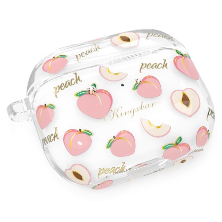 Чехол пластиковый Kingxbar со шнурком для Airpods Pro, прозрачный, персики (4) фото