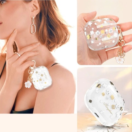 Чехол пластиковый Kingxbar со шнурком для Airpods Pro, прозрачный, клевер (17) фото