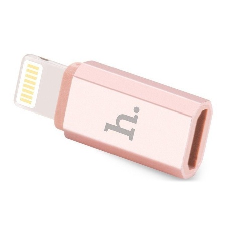 Переходник/Адаптер HOCO Lightning (m) - MicroUSB (f), розовое золото фото