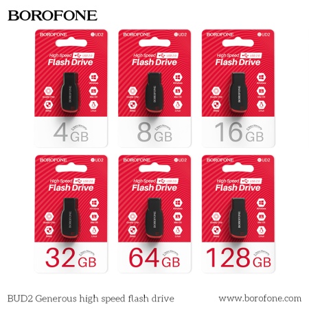 USB флеш-накопитель BOROFONE BUD2, USB 2.0, 64GB, черный фото