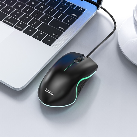 Мышь проводная HOCO GM19 Enjoy, USB, черный