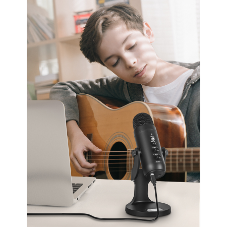 Микрофон универсальный кардиоидный JMARY MC-PW8, USB/Type-C+Jack 3.5 mm, 1.8 м, черный фото