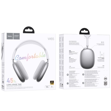 Беспроводные наушники накладные HOCO W65 Happy, Bluetooth, серебристый фото