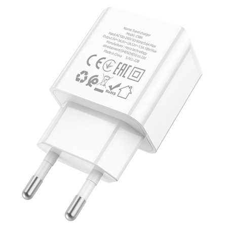 Сетевое зарядное устройство HOCO C98A Proton 1xUSB, 3.0A, 18W, белый фото