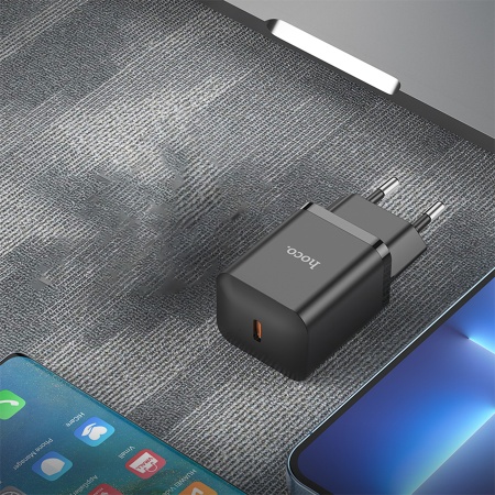 Сетевое зарядное устройство HOCO N27 Innovative 1xUSB-C с Кабелем Type-C - Lightning, 20W, черный фото