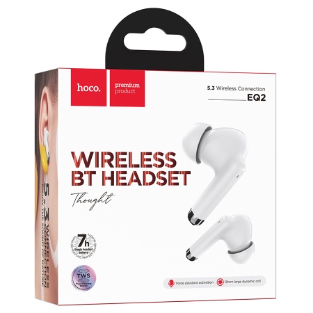 Беспроводные наушники TWS HOCO EQ2 Thought, Bluetooth 5.3, белый фото