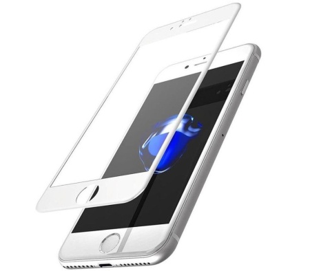 Защитное стекло 10D для iPhone 7/8/SE, Full Glue 3D, прозрачный+белая рамка фото