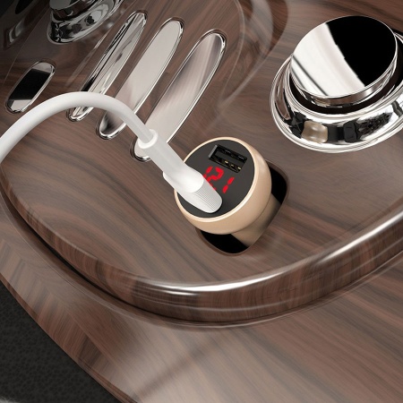 Автомобильное зарядное устройство BOROFONE BZ9A Wise route, 2xUSB, 3.1A, золотой фото