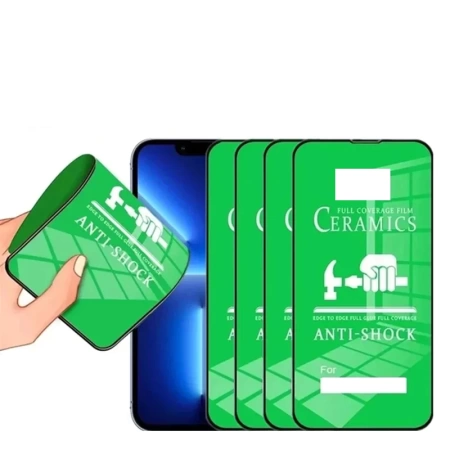 Защитная пленка Ceramics для iPhone 14 Pro 6.1", гибкое глянцевое, прозрачный+черная рамка фото